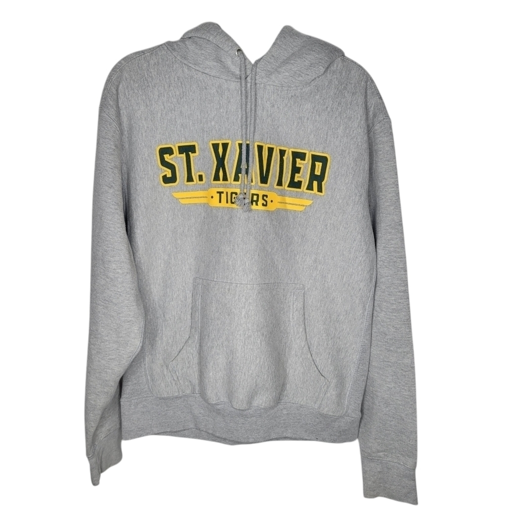 Vintage 90s St. Xavier Tigers MV Sport Pro Weave Hoodie in Gray Size Medium